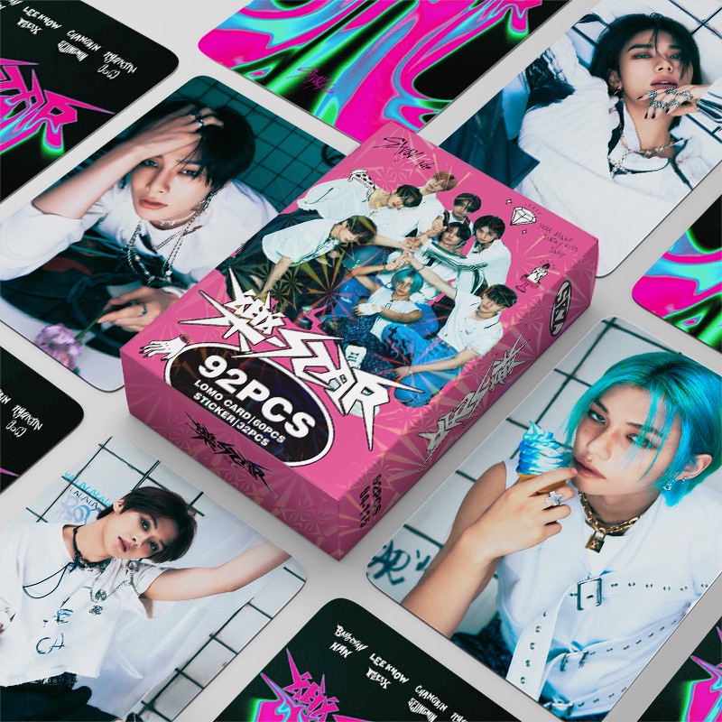 Hộp 92-96 Tấm Hình Dán 5 Ngôi Sao Kpop stray bangchan han i.n lee know postcards straykids Hy Junjin felix bangchan changbin han i.n lee know Post Card ht
