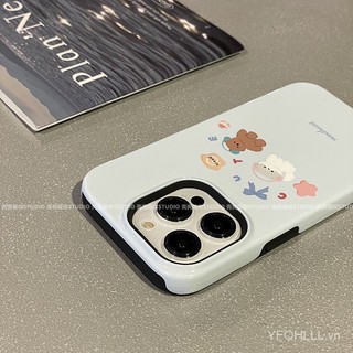 Hoạt Hình Ốp Điện Thoại Hình Động Vật Hoạt Họa Hai Lớp Cho iphone11 12 13 14 15 12promax 13promax 14pro 14promax x xs xr cnra