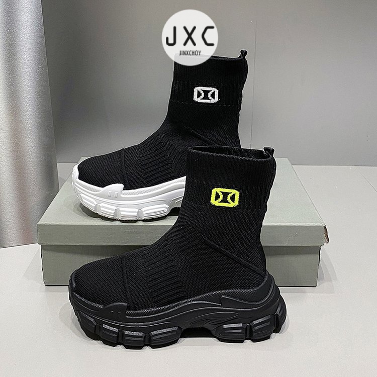 Giày Bốt Vải Mũi Tròn Màu Sắc Thời Trang Xuân Thu Cho Nữ