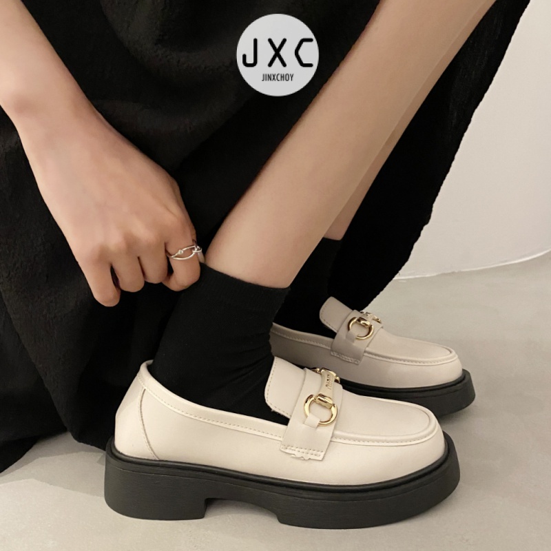 Giày Lười Da Mũi Tròn Đế Dày Phong Cách Nhật Bản Cho Nữ