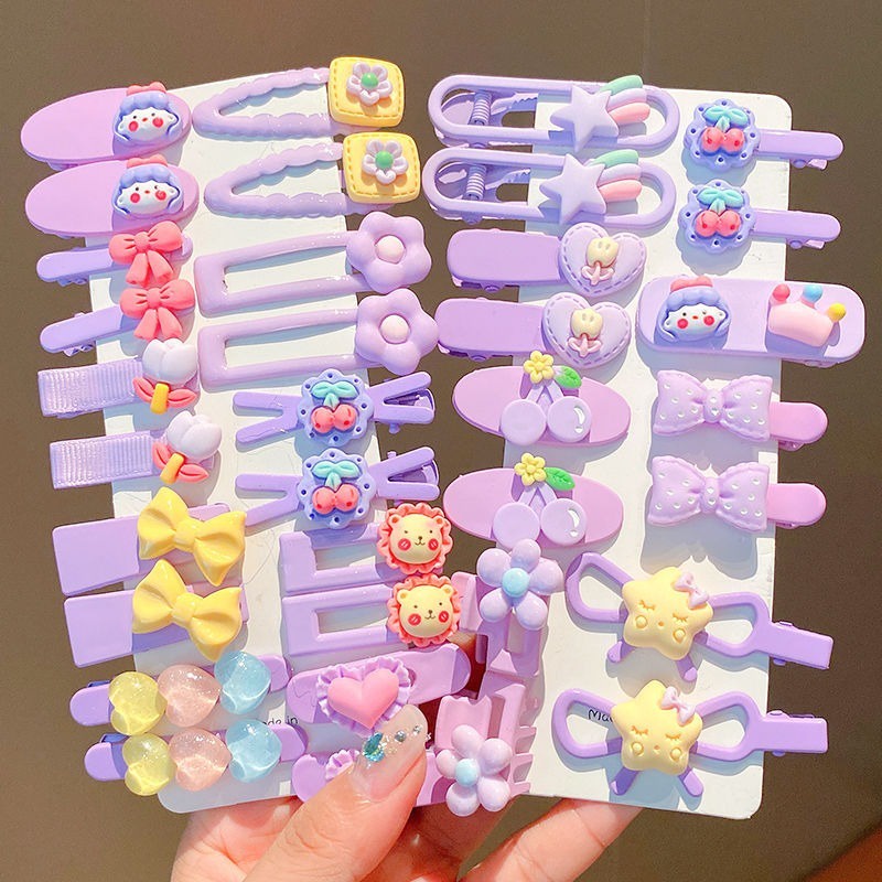 Set 20 Kẹp Tóc Nhỏ mini Họa Tiết Hoạt Hình Phong Cách Dễ Thương Hàn Quốc Cho Bé Gái
