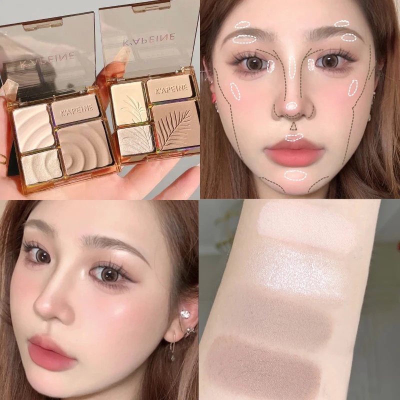 4 Màu Highlighter Face Makeup Palette 3D Nose Shadow Cosmetics Matte Face Contouring Shadow Palette 