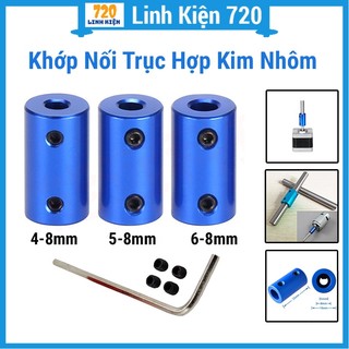 Khớp nối trục động cơ 4-8mm / 5-8mm / 6-8mm gắn trục motor, chế trục quạt hợp kim nhôm kèm lục lăng, ốc bắt