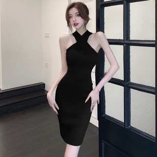 Đầm Ôm Dệt Kim Không Tay Màu Sắc Thanh Lịch Cho Nữ