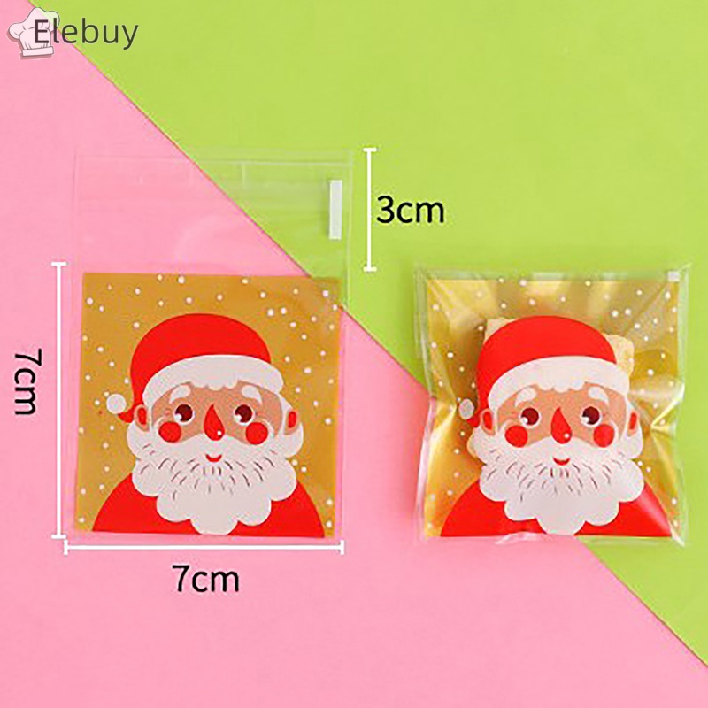 Set 100 Túi Nhựa Đựng Bánh Kẹo Họa Tiết Giáng Sinh