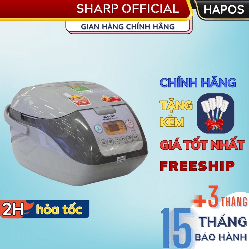 Nồi cơm điện tử chống dính Sharp 1.8 lít Chính hãng Thái Lan, có xửng hấp lòng nồi dày 1.4mm - HAPOS OFFICIAL