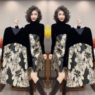 [Hàng Có Sẵn] Đầm Dáng Chữ a Lưng Cao Cổ Chữ v Thời Trang Thu Đông 2023 Phong Cách Mới Thanh Lịch Dành Cho Bạn Nữ Trung Niên