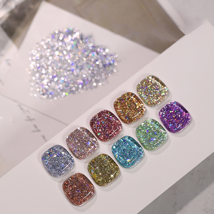 Fzc Keo Dán Móng Tay 5d Siêu Sáng Lấp Lánh Với 10 Màu Tùy Chọn