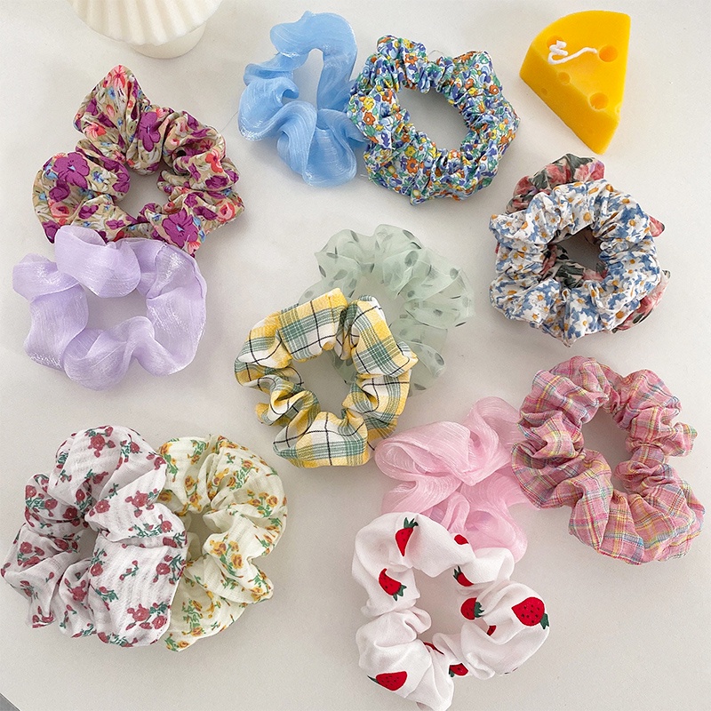 Set 5 / 6 / 7 / 8 Dây Cột Tóc Co Giãn Nhiều Màu Dễ Thương