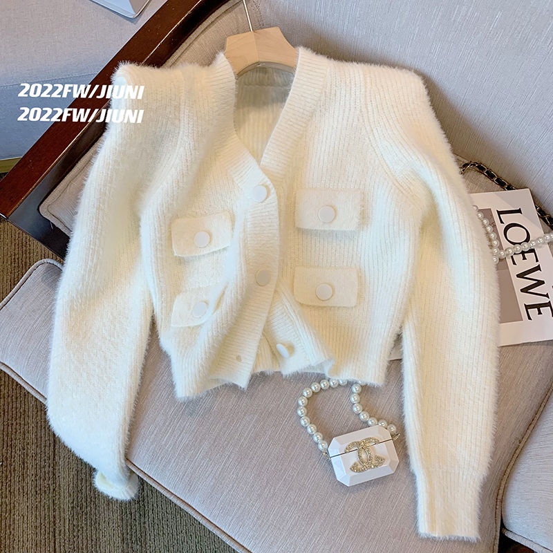 Áo sweater Dệt Kim Tay Dài Cổ Chữ v Thời Trang Thu Đông Cho Nữ