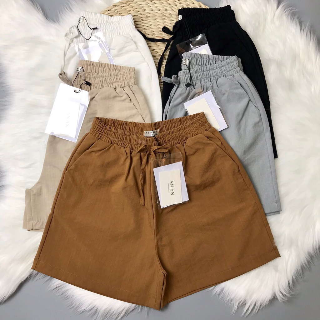 Quần Đùi Nữ Minchi Chất Đũi Cạp Cao Lưng Chun Freesize Không Nhăn Siêu Mát