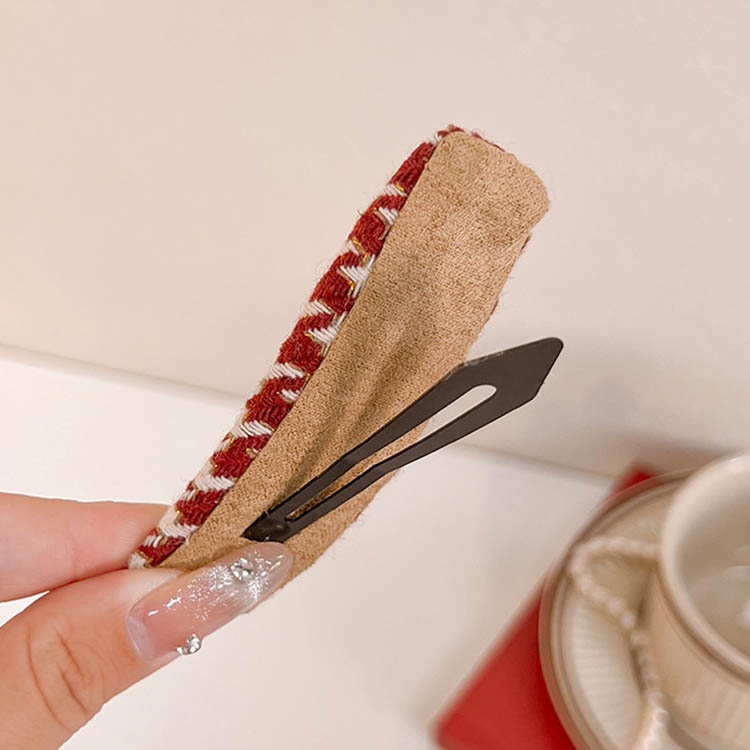 Kẹp Tóc Một Bên Vải Nhung Màu Đỏ Đơn Giản Dễ Thương Thời Trang Mùa Đông Cho Học Sinh