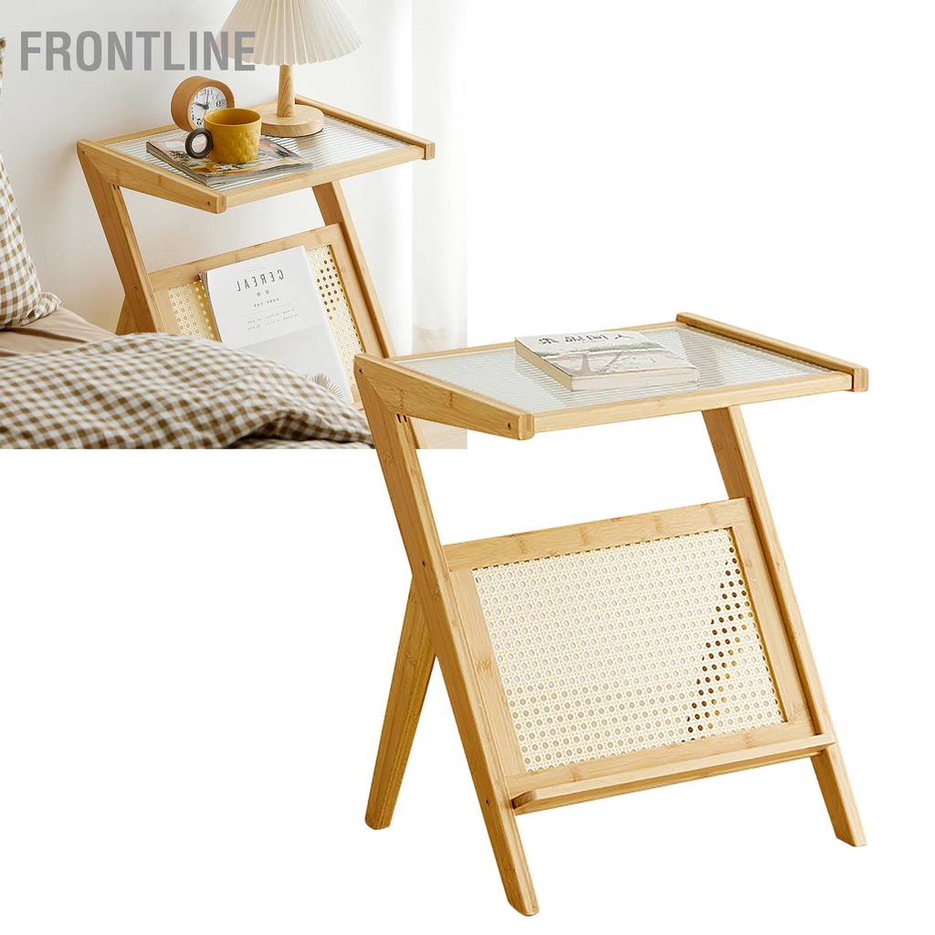 Bàn mặt kính khung tre hiện đại trang trí sofa/đầu giường/nhà ở