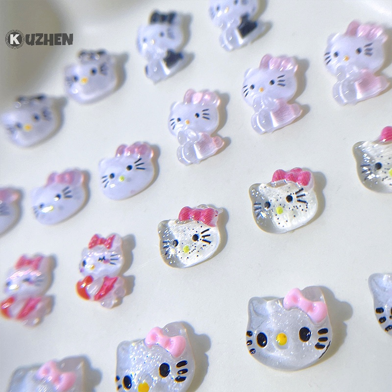 Set 10 Miếng Dán Trang Trí Móng Tay Hình Mèo hello kitty Xinh Xắn