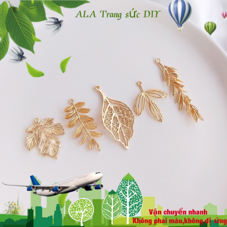 💖Trang sức DIY phụ kiện💖Khuyên Tai Hình Lá Phong Mạ Vàng 14K Màu Sắc Thời Trang【Hoa tai / Đinh tán tai / Phụ kiện khuyên tai】