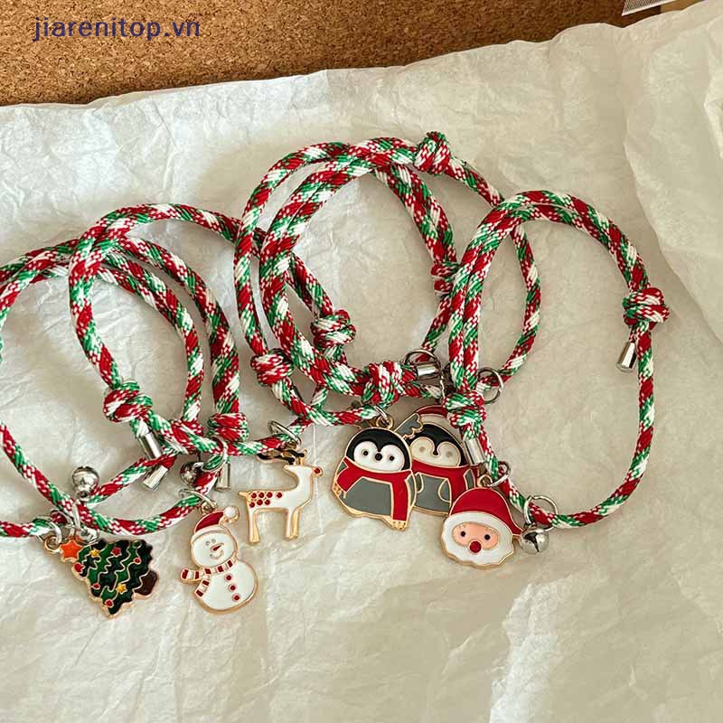 Jiarenitop Vòng Tay Dây Mặt Hình Ông Già Noel Tuần Lộc Chim Cánh Cụt Hoạt Hình Sáng Tạo Có Chuông Điều Chỉnh Được Cho Cặp Đôi vn
