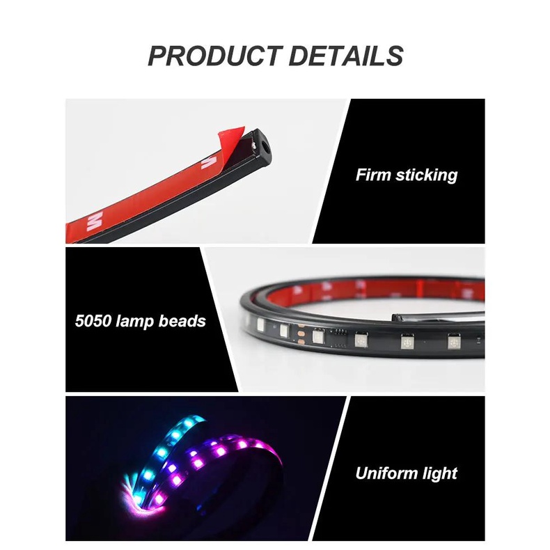 Dây Đèn led rgb 12v / 24v 1.2m 1.8m 2m 2.4m Cho Xe Tải