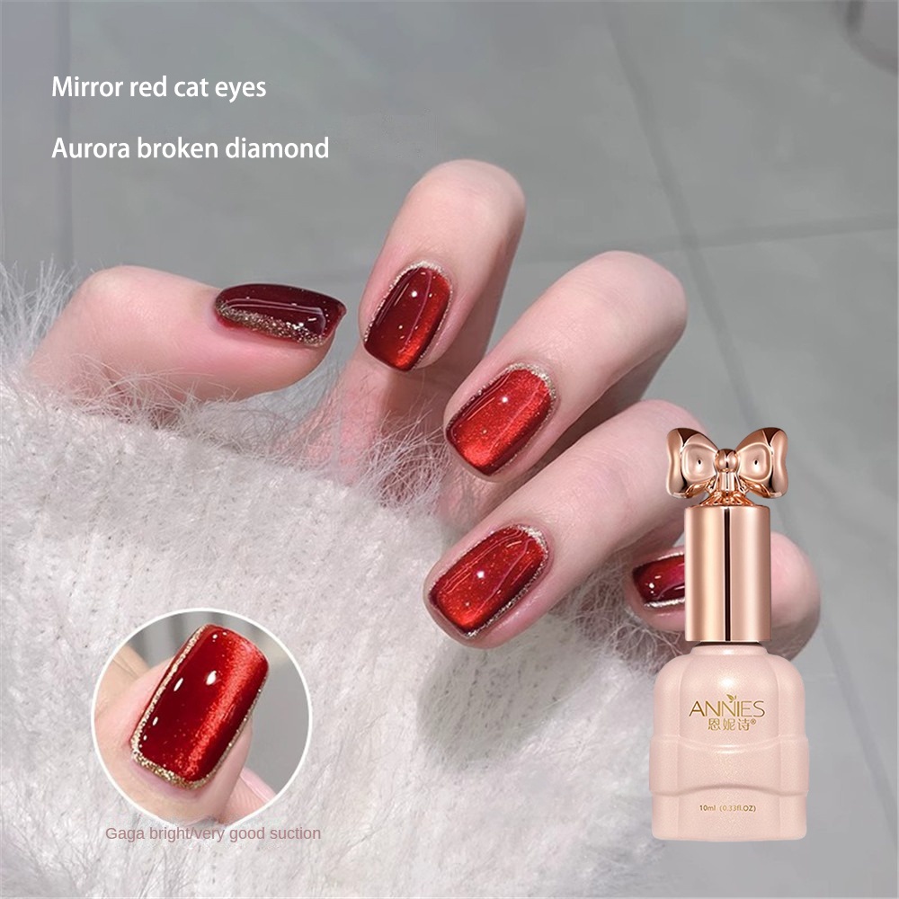 6 Tùy Chọn ANNIES Gel Sơn Móng Tay Anh đào Ruby đỏ Cat Eye Gel Sơn Móng Tay Móng Tay Nghệ Thuật Pha Lê 10ml Sơn Móng Tay Laser Nam Châm Ngâm Tắt đèn LED UV * KÍNH