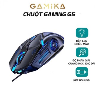 Chuột máy tính chuột gaming g5 led 7 màu đẹp, dpi khủng 3200, chơi game làm việc văn phòng cực tiện dụng gd739