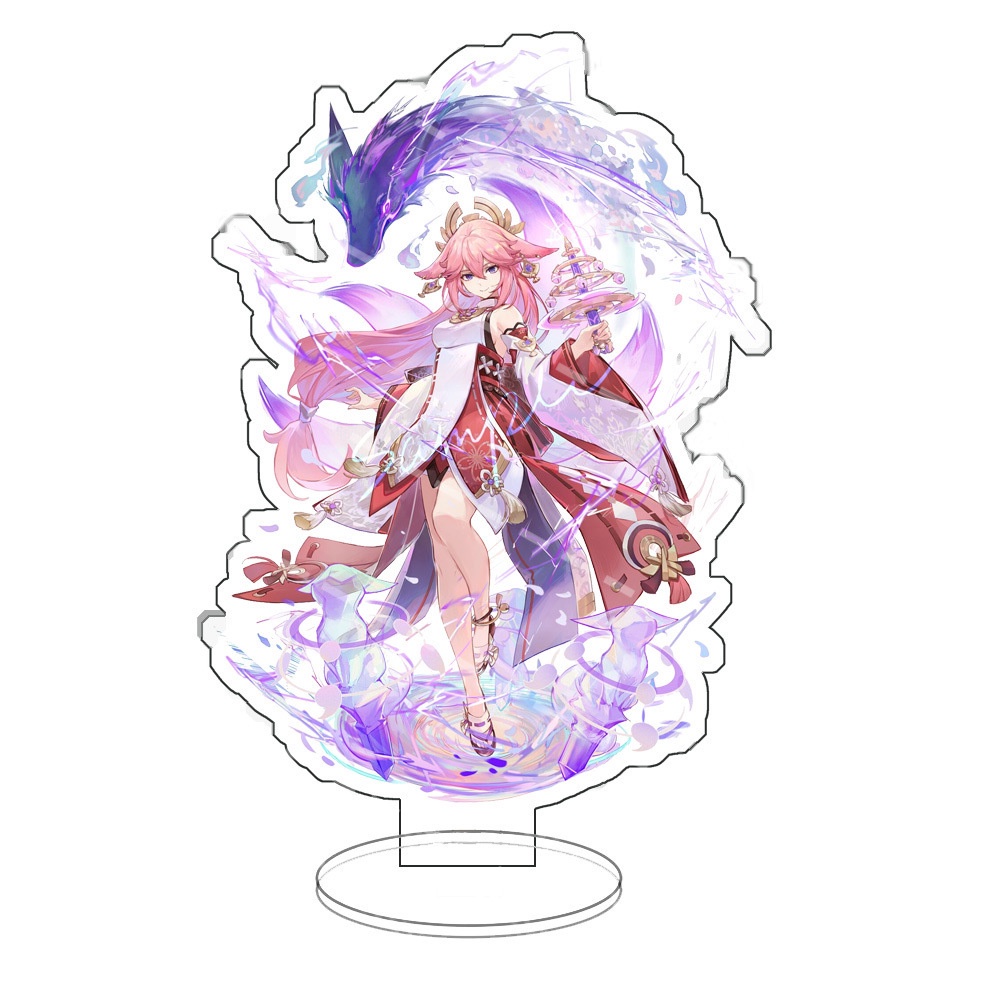 Trò chơi tác động Genshin mới Chân đế hoạt hình hai chiều Trang trí máy tính để bàn Sấm sét Tướng, Giá đỡ Ganyu, Vật tra