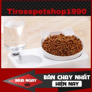 Bát đôi mặt mèo kèm bình dành cho chó mèo ❤️