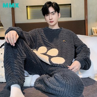 Đồ ngủ lông mùa đông、bộ đồ ngủ nhung san hô dày dặn ấm áp mùa thu đông cho nam / l---3xl
