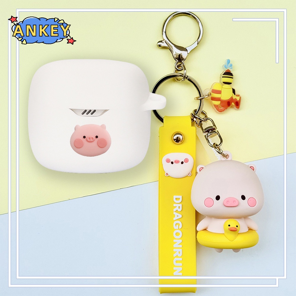 For JBL Tune Flex 225 220 Earphone Silicone Case Cute Pig Earbuds Soft Protective Headphone Cover Headset Skin with Pendant