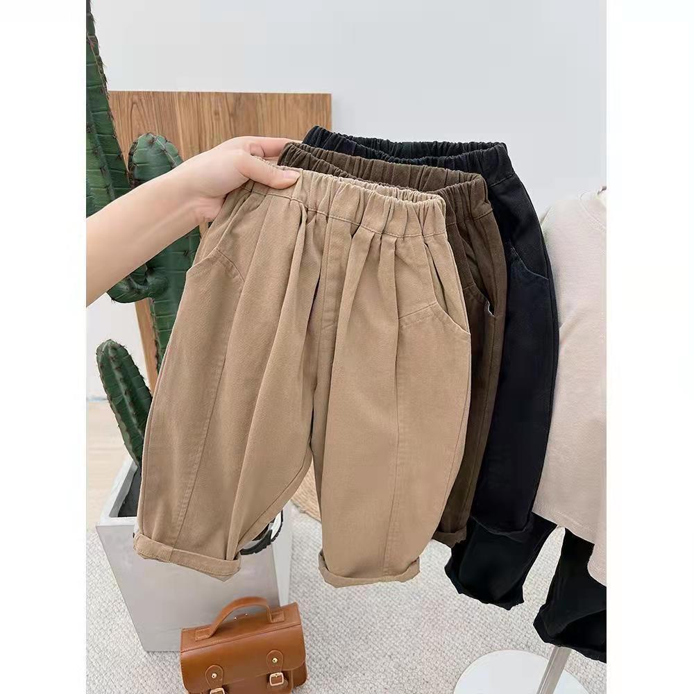 Quần Yếm Vải cotton Dệt Hình Cà Rốt Màu Trơn Phong Cách harem Mùa Thu Mới Cho Trẻ Em