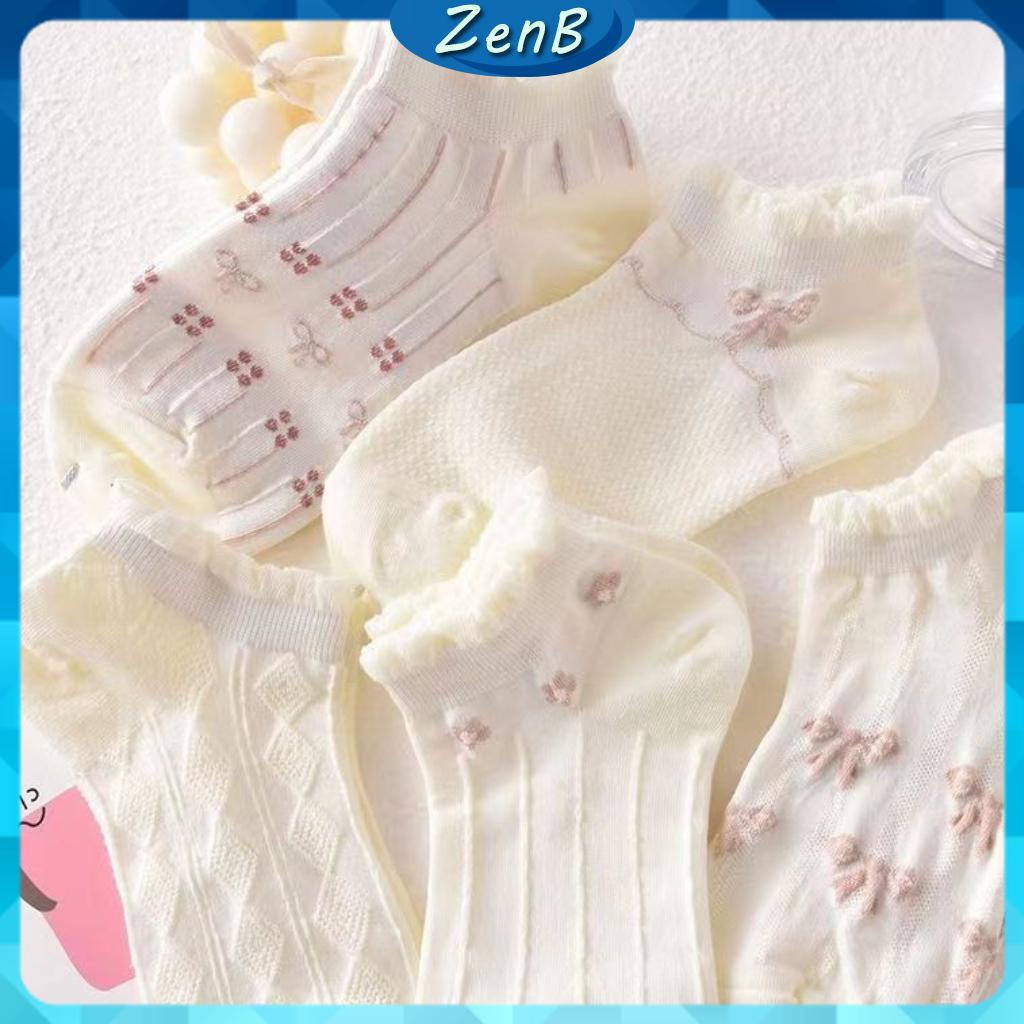 Combo 5 đôi tất nữ cổ thấp chất liệu len mềm phong cách Hàn Quốc- ZENB