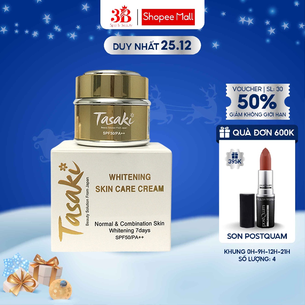 Kem Dưỡng Trắng Da 7 Ngày, Mờ Nám, Tăng Sinh Collagen TASAKI Whitening Skincare Cream SPF50 PA++20 T02