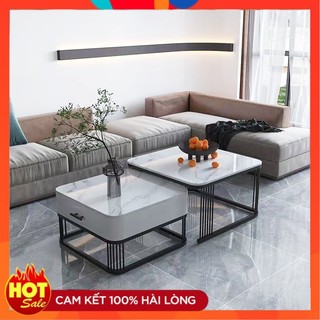 ( Free.ship Sài Gòn ) Bàn trà sofa  mặt đá phong cách hiện đại 2 tầng cao cấp Linh Đan
