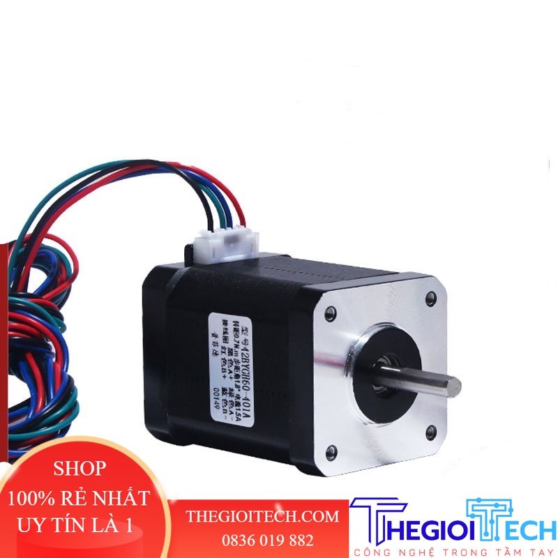 Động Cơ Bước Kích Thước 42, Mã 42BYGH60, Moment Lực Lớn 0.7N m: Sử Dụng Cho Máy In 3D/ Máy Khắc, Chiều Dài 60mm - 42BYGH60 ĐơnTrựcTiếp
