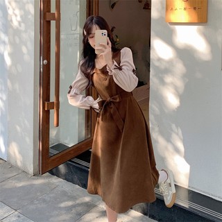 SUXI Đầm Midi Chữ A Tay Dài Dáng Rộng Phong Cách Thời Trang Thu Đông Dành Cho Nữ