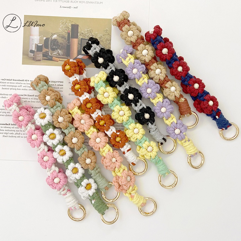 Luimo Vòng Tay Hoa Cúc Macrame Đan Móc Chìa Khóa / Ba Lô Quyến Rũ Bán Chạy
