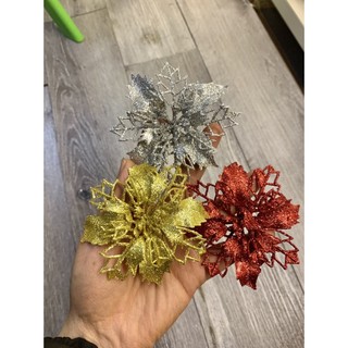 Hoa nhũ kép size bé 9cm trang trí tháp nước bánh, oản, phụ kiện trang trí tết hàng đẹp bao bung kim tuyến