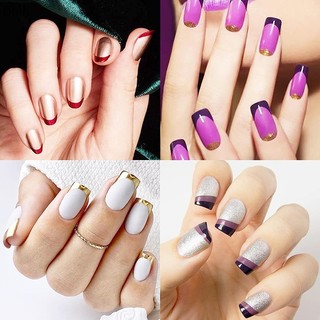 [Dhin] Miếng Dán Dẫn Đầu Móng Tay Kiểu Pháp Gợn Sóng Diy
