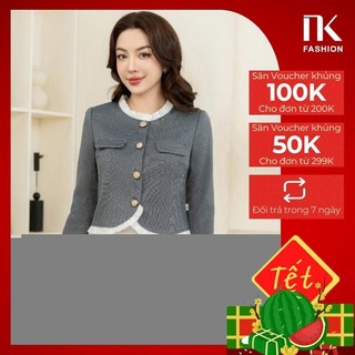 Áo Khoác Text Chun Bèo Có Gấu Nữ NKAK2312003 NK Fashion Công Sở, Thanh Lịch, Đi Chơi, Đi Làm, Tiệc, Chất Liệu Cao Cấp