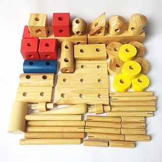 Đồ chơi lắp ghép xây dựng kĩ thuật 51 chi tiết bằng gỗ, đồ chơi lắp ghép sáng tạo các mô hình cho Bé