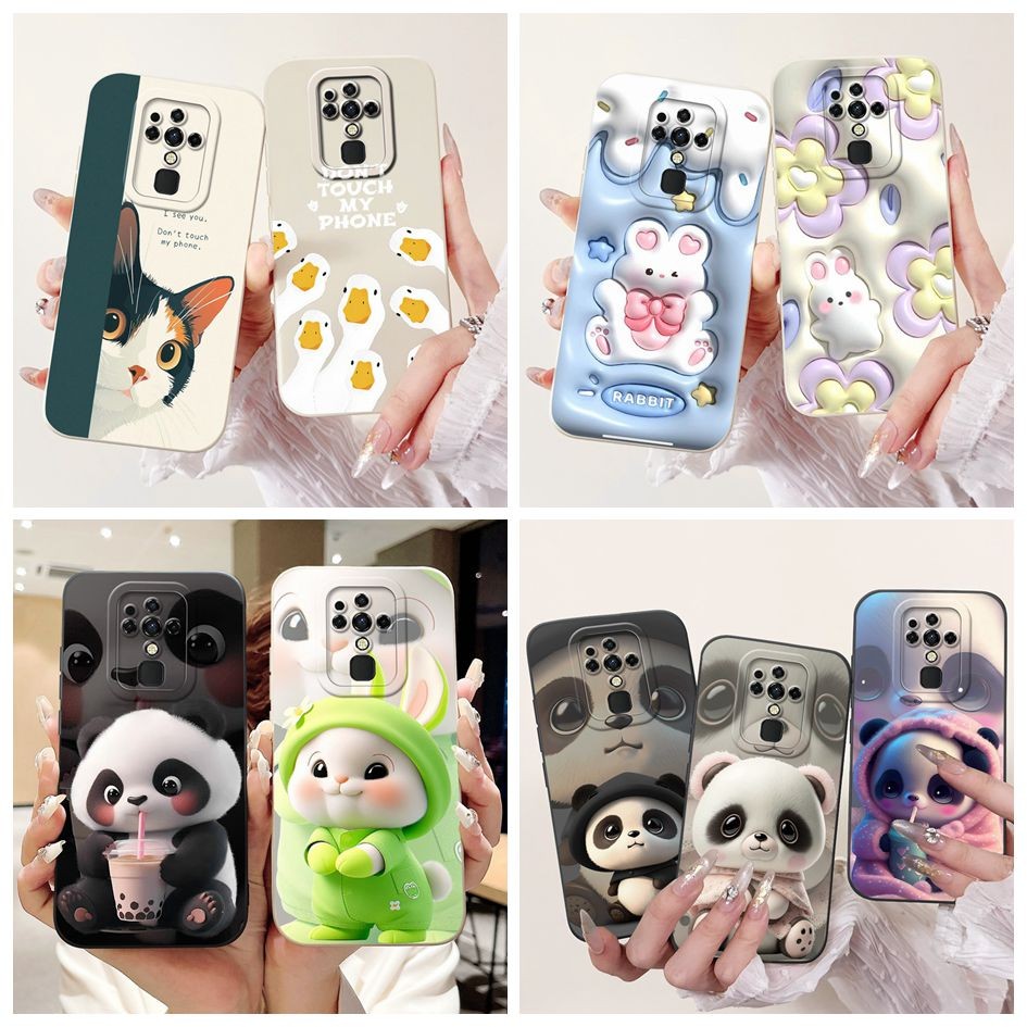 Dành Cho Tecno Camon 16 Ốp Lưng CE7 CE7j CE9h Vỏ Gấu Trúc Dễ Thương Thỏ Mềm Lỏng Silicon Mờ Vỏ Cho T