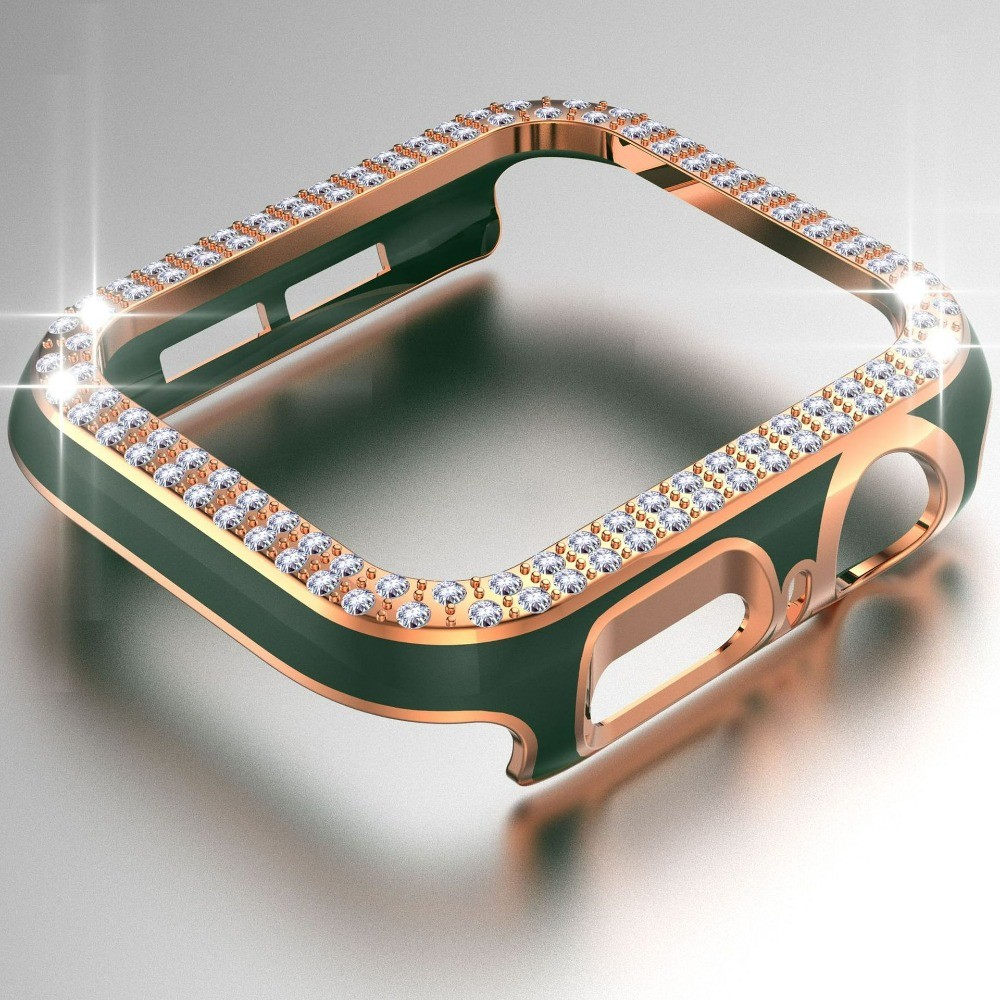 Vỏ kim cương cho App le Watch 41mm 45mm 44mm 40mm Vỏ bảo vệ PC cho tôi Watch 9 8 7 6 5 4 SE Vỏ đồng 