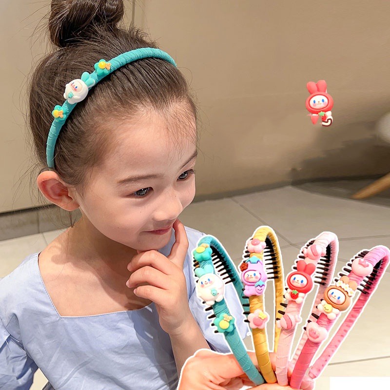 Băng Đô Cài Tóc Kèm Răng Chống Trượt Kiểu Hoạt Hình Dễ Thương Cho Bé Gái