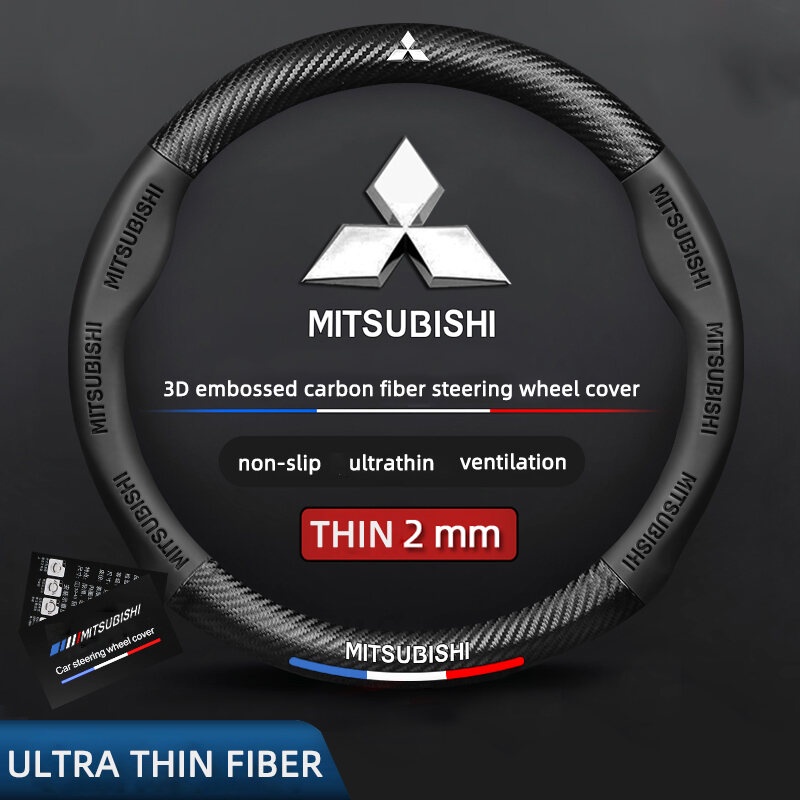Vỏ Bọc Vô Lăng Bằng Da Phối Sợi carbon 3d Cho mitsubishi attrage xpander outlander montero pajero sport Mrage triton asx eclipse l200 lancer