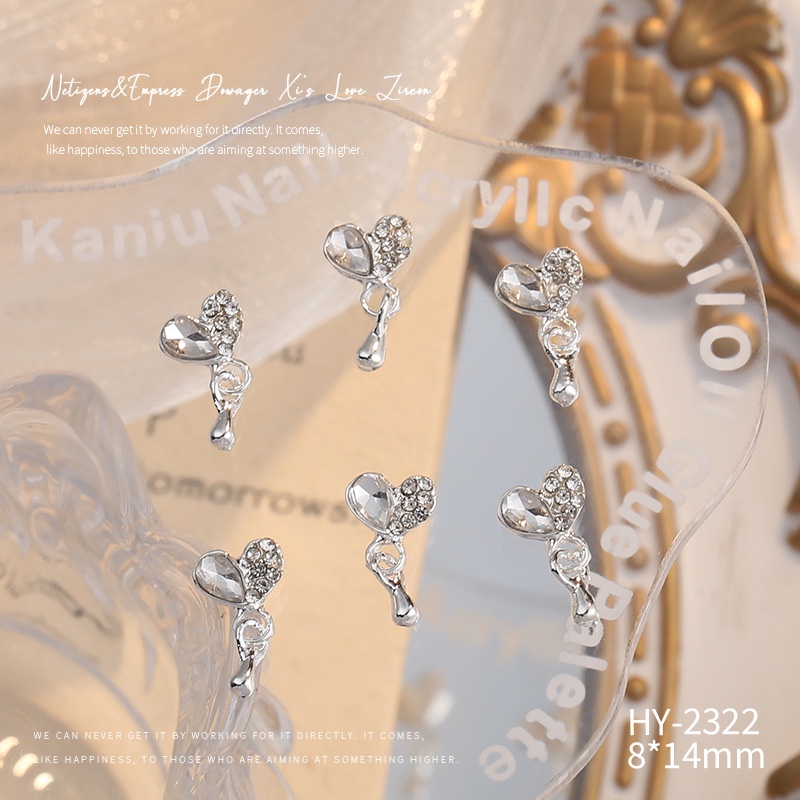 Phụ Kiện Trang Trí Móng Tay Hình Nơ Vương Miện Trái Tim Bằng Kim Loại