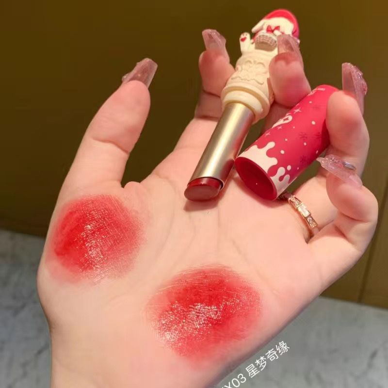 Bộ Son Môi Màu Ngọc Bích Hình Thỏ Dễ Thương Phong Cách Giáng Sinh Kèm Hộp Quà Tặng