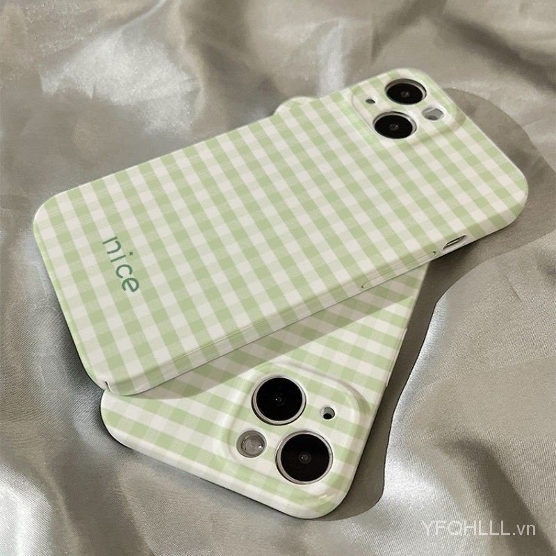 Ốp Điện Thoại Cứng Họa Tiết Kẻ Sọc Màu Xanh Lá 6d6t Cho iphone14 13 11 12promax 11promax 12pro 14plus x xs xr 7 8plus