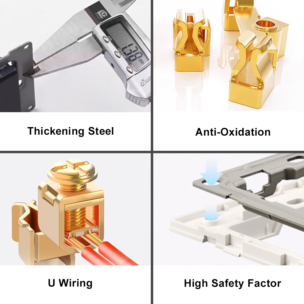 Viswe ổ điện ổ cắm điện công tắc usb type c  2 Chấu 3 Chấu Cổng usb type c tv / rj45 / jack 1 / 2 / 3gang 1 / 2 Chiều 118 * 72mm