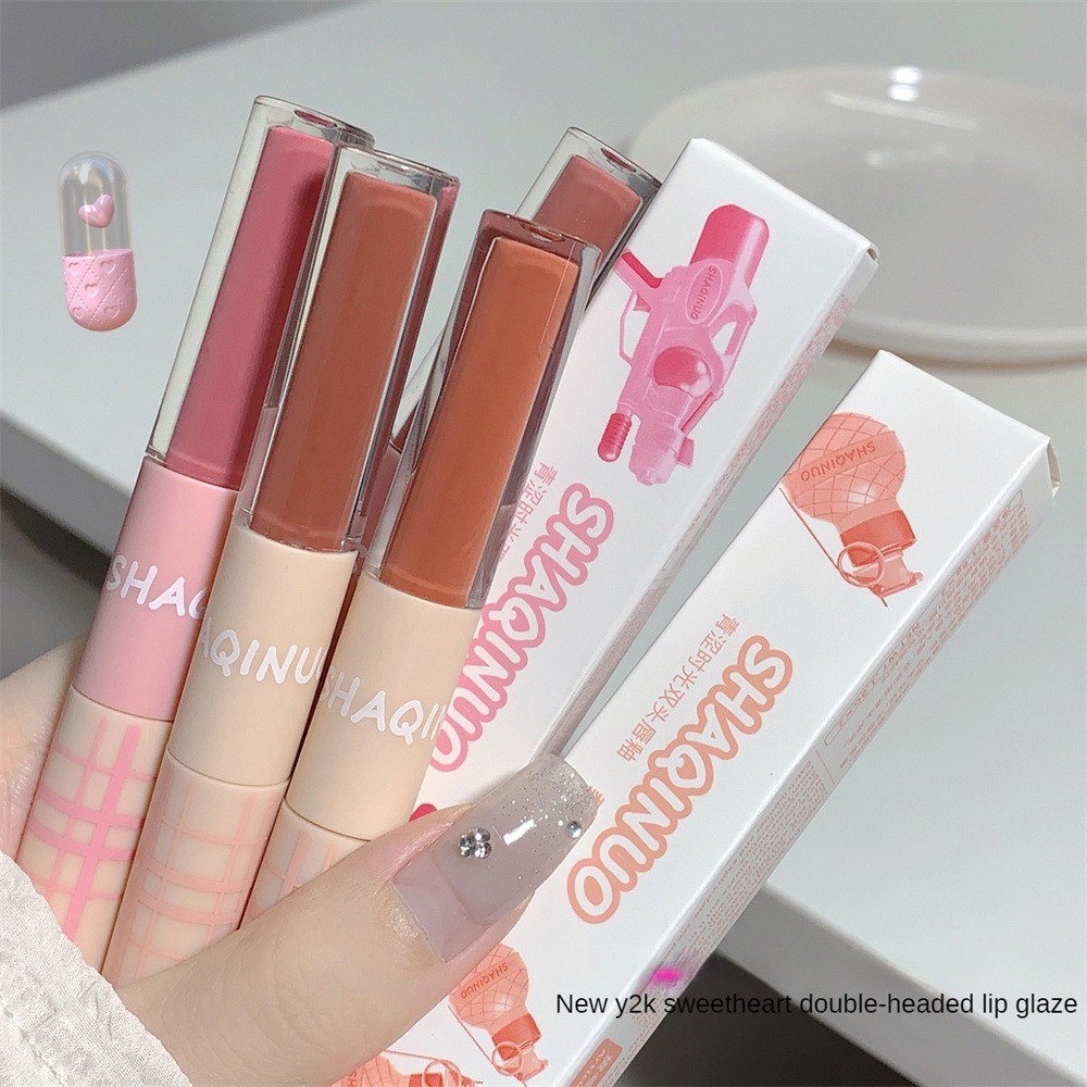 Thời Gian Xanh Hai Đầu Son Men Sương Mù Bề Mặt Dưỡng Ẩm Nước Nhẹ Doodle Lip Son Môi Trắng Không Dễ Dính Cốc Môi Bùn JULYSTAR