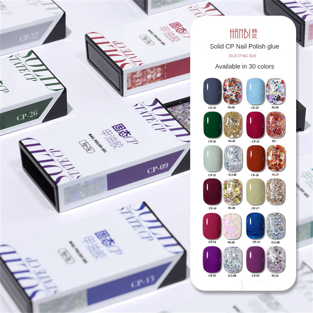 Keo Dán Móng gel salon 5.3 * 3.1cm 30 Màu 5g + 3g &amp; Bộ Dụng Cụ Làm Móng Chuyên Dụng Chất Lượng Cao