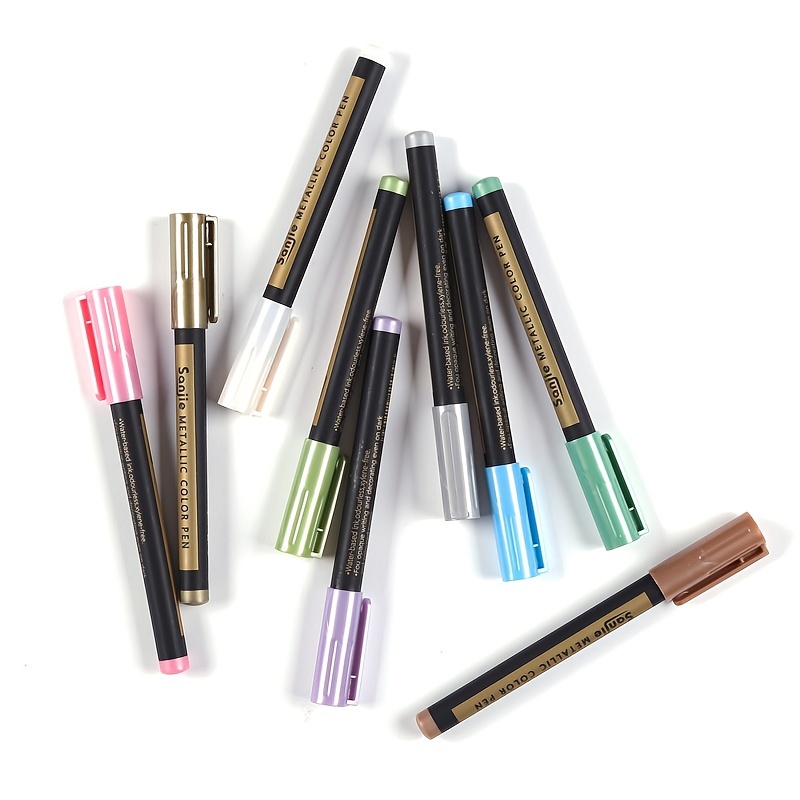 Bộ 10 Bút Lông Đánh Dấu Kim Loại Hoàn Hảo Cho Vẽ Đá, Thẻ Giấy Đen, Sổ Lưu Niệm & Nhiều Hơn!