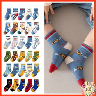 Set 5 Đôi Vớ cotton Mềm Mại Thoải Mái Chất Lượng Cao In Họa Tiết Nhện / Khủng Long Hoạt Hình Cho Bé Trai Và Gái 1-12 Tuổi